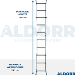 Vouwladders|Brico Aldorr Home - Multiladder Uitschuifbare Vouwladder 4X3 - 2,80M