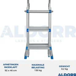 Vouwladders|Brico Aldorr Home - Multiladder Uitschuifbare Vouwladder 4X3 - 2,80M