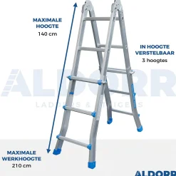Vouwladders|Brico Aldorr Home - Multiladder Uitschuifbare Vouwladder 4X3 - 2,80M