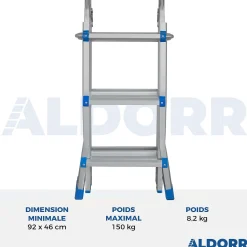 Vouwladders|Brico Aldorr Home - Multiladder Uitschuifbare Vouwladder 4X3 - 2,80M