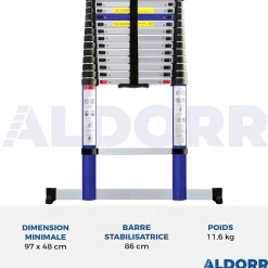Telescopische Ladders|Brico Aldorr Home - Telescoopladder 3,80M - Met Stabilisatievoet En Soft Closing