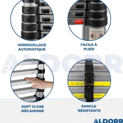 Telescopische Ladders|Brico Aldorr Home - Telescoopladder 3,20M - Met Stabilisatievoet En Soft Closing