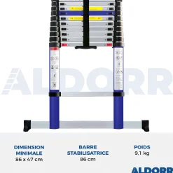 Telescopische Ladders|Brico Aldorr Home - Telescoopladder 3,20M - Met Stabilisatievoet En Soft Closing