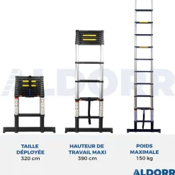 Telescopische Ladders|Brico Aldorr Professional - Telescoopladder 3,20M - Met Optigrip™ En Extra Brede Treden