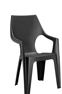 Brico Alibert Tuinstoel Dante Stapelbaar Kunsthars Grafiet 88X56X58Cm- Tuinstoelen