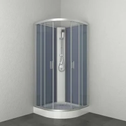 Douchecabines|Brico Allibert Douchecabine Happy Kwartrond 90X90Cm Zilver