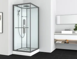 Douchecabines|Brico Allibert Douchecabine La Paz Vierkant 90X90Cm Gun Metal