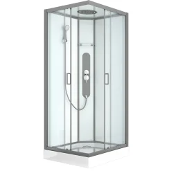 Douchecabines|Brico Allibert Douchecabine Uyuni Kwartrond 90Cm Grijs