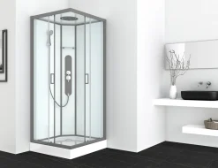Douchecabines|Brico Allibert Douchecabine Uyuni Kwartrond 90Cm Grijs