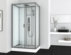 Douchecabines|Brico Allibert Douchecabine Uyuni Rechthoek 80X120Cm Grijs