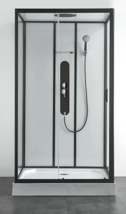 Douchecabines|Brico Allibert Douchecabine Uyuni Rechthoekig 80X120Cm Zwart