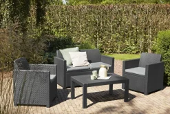 Brico Allibert Merano Balkon Loungeset Grafiet Wicker 3-Delig- Loungesets