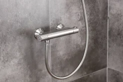 Douchekranen|Brico Aquavive Eco Thermostatische Douchekraan Cato Geborsteld Staal 15Cm
