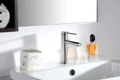Wastafelkranen|Brico Aquavive Eco Wastafelmengkraan Cato Laag Rvs