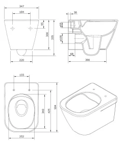 Wandclosetten|Brico Aquavive Hangtoilet Marano Wit | Soft-Close Toiletzitting | Randloos Toiletpot