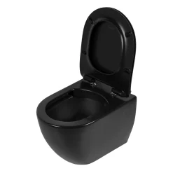 Wandclosetten|Brico Aquavive Hangtoilet Mazaro Mat Zwart | Soft-Close Toiletzitting | Randloos Toiletpot