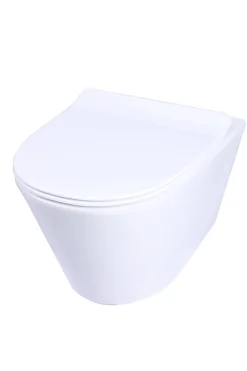 Wandclosetten|Brico Aquavive Hangtoilet Slizza Wit | Soft-Close & Quick Release Toiletzitting | Randloos Toiletpot