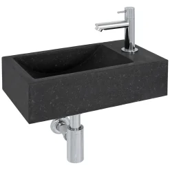Toiletfonteinen|Brico Aquazuro Fonteinset Tiber Natuursteen Zwart 40Cm