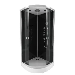 Douchecabines|Brico Aurlane Douchecabine Black 2 Rond 90X90Cm