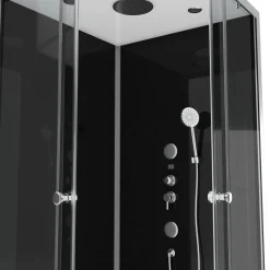 Douchecabines|Brico Aurlane Douchecabine Black 2 Rond 90X90Cm