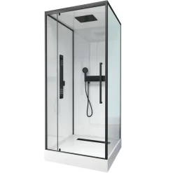 Douchecabines|Brico Aurlane Douchecabine Indus2 90X90X215Cm Vierkant Zwart/Wit
