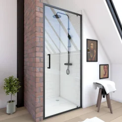 Douchedeuren|Brico Aurlane Douchedeur Factory Draaibaar 80X200Cm Zwart