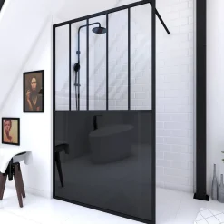 Douchewanden & Inloopdouches|Brico Aurlane Douchewand Black Indus 120X200Cm 5Mm Zwart