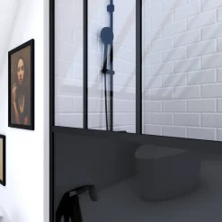 Douchewanden & Inloopdouches|Brico Aurlane Douchewand Black Indus 140X200Cm 5Mm Zwart