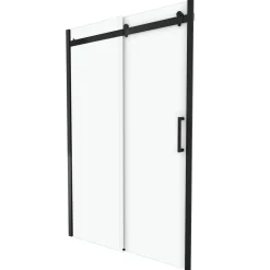 Douchedeuren|Brico Aurlane Schuifdeur Roll Black 140Cm 8Mm Dik Veiligheidsglas