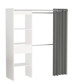 Meubelen|Brico Belfurn Uitschuifbare Dressingkast Chicago Met Gordijn Wit