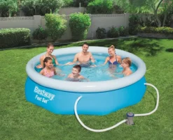 Brico Bestway Opblaaszwembad Fast Set Rond Met Filterpomp 305X76Cm- Opblaaszwembaden