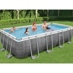 Brico Bestway Opzetzwembad Power Steel Rechthoek Met Filterpomp O549X274X122Cm- Opzetzwembaden Met Pomp