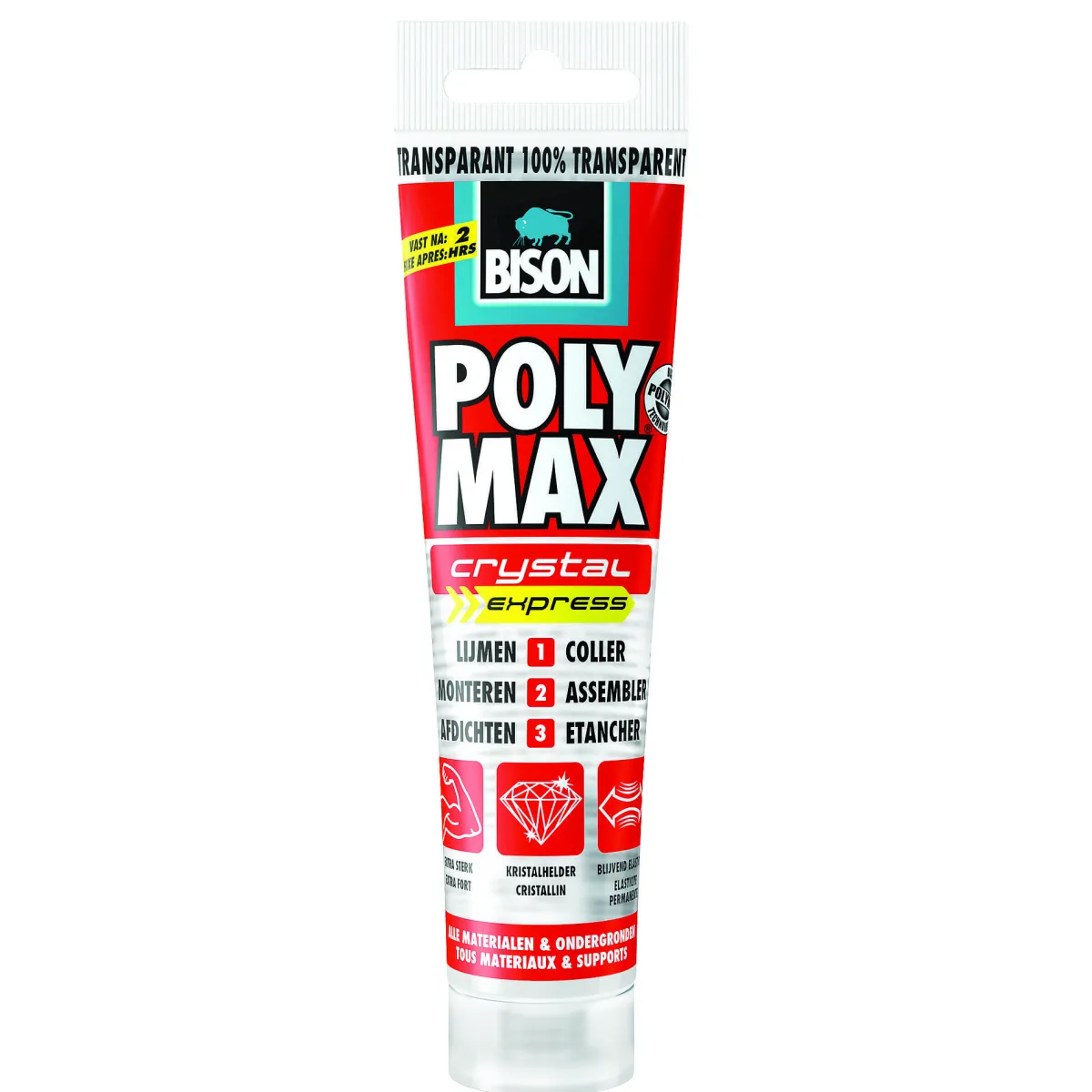 Tape & Lijm|Brico Bison Universele Montagelijm Poly Max Crystal Express Tub 115G