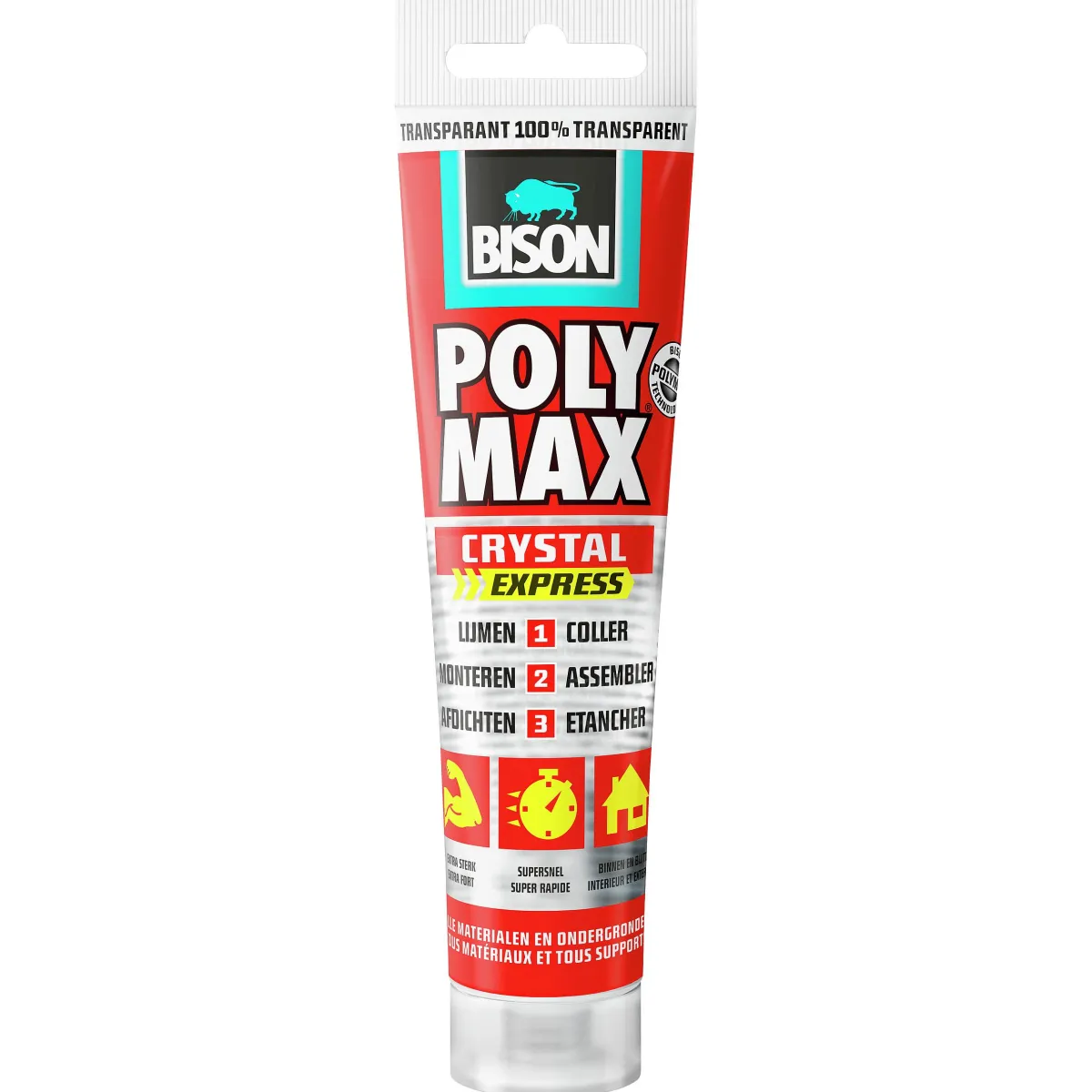 Tape & Lijm|Brico Bison Universele Montagelijm Poly Max Crystal Express Tub 115G