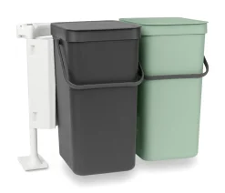 Vuilnisbakken|Brico Brabantia Inbouwemmer Sort&Go 2X16L Jade Groen/Donkergroen