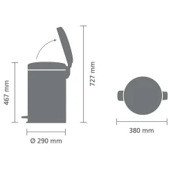 Vuilnisbakken|Brico Brabantia Pedaalemmer Newicon Matt Black 20L