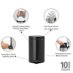 Vuilnisbakken|Brico Brabantia Pedaalemmer Newicon Matt Black 12L