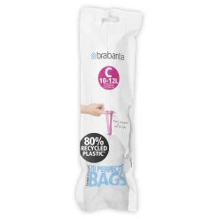 Vuilnisbakken|Brico Brabantia Perfectfit Afvalzak Met Trekbandsluiting Code C 10-12L 20 Stuks/Rol Recycled