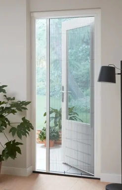 Brico Cando Hordeur Comfort - Plisse Hordeur - Wit Profiel - Grijs Gaas - 100X209Cm- Vliegendeuren