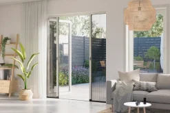 Brico Cando Hordeur Premium D - Plisse Hordeur - Wit Profiel - Zwart Gaas - 96X206Cm- Vliegendeuren