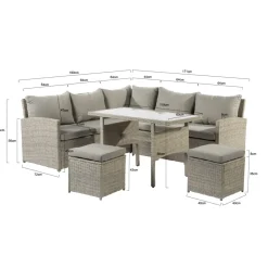 Brico Central Park Dining Loungeset Rochelle Creme 5 Stuks- Loungesets