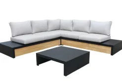 Brico Central Park Hoekbank Loungeset Cassis Zwart Hout- Loungesets