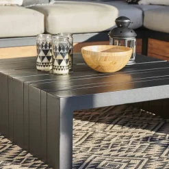 Brico Central Park Hoekbank Loungeset Cassis Zwart Hout- Loungesets