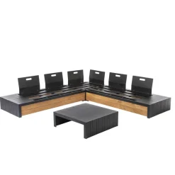 Brico Central Park Hoekbank Loungeset Cassis Zwart Hout- Loungesets