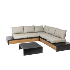 Brico Central Park Hoekbank Loungeset Cassis Zwart Hout- Loungesets