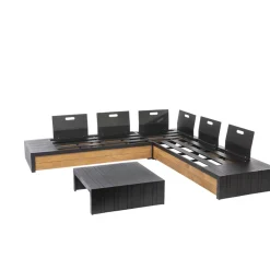 Brico Central Park Hoekbank Loungeset Cassis Zwart Hout- Loungesets