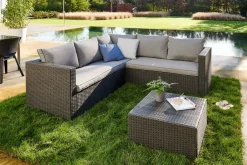 Brico Central Park Hoekbank Loungeset Alea Grijs Staal/Wicker 3 Stuks- Loungesets