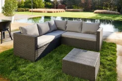 Brico Central Park Hoekbank Loungeset Alea Grijs Staal/Wicker 3 Stuks- Loungesets