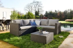 Brico Central Park Hoekbank Loungeset Alea Grijs Staal/Wicker 3 Stuks- Loungesets
