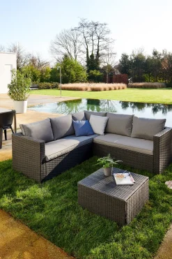 Brico Central Park Hoekbank Loungeset Alea Grijs Staal/Wicker 3 Stuks- Loungesets